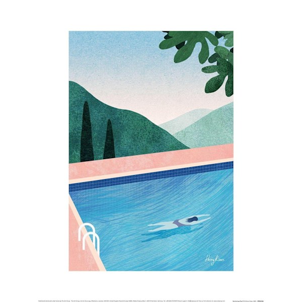 Henry Rivers Swimming Pool II Pool Print 50cm x 40cm Blå/Grön Blue/Green 50cm x 40cm