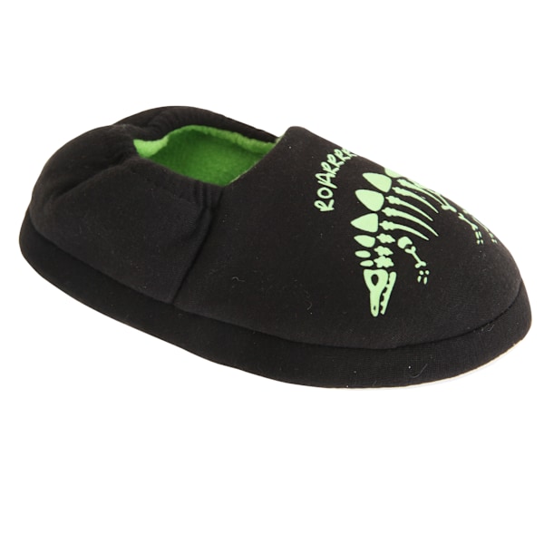 Slumberzzz Glow In The Dark Dinosaur Tofflor för Barn/Barn 11 Black 11/12 Child UK