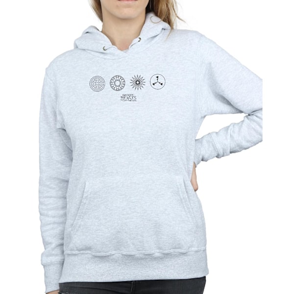 Fantastiska vidunder Kvinnor/Damer Cirkulära ikoner Hoodie S Heather Heather Grey S