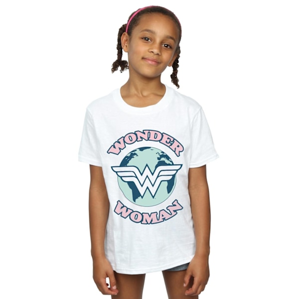 DC Comics Girls Wonder Woman Planet Symbol Bomull T-shirt 12-13 White 12-13 Years