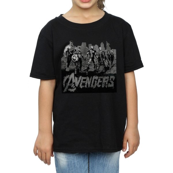 Marvel Girls Avengers Mono Team Art Bomull T-shirt 7-8 år Svart Black 7-8 Years