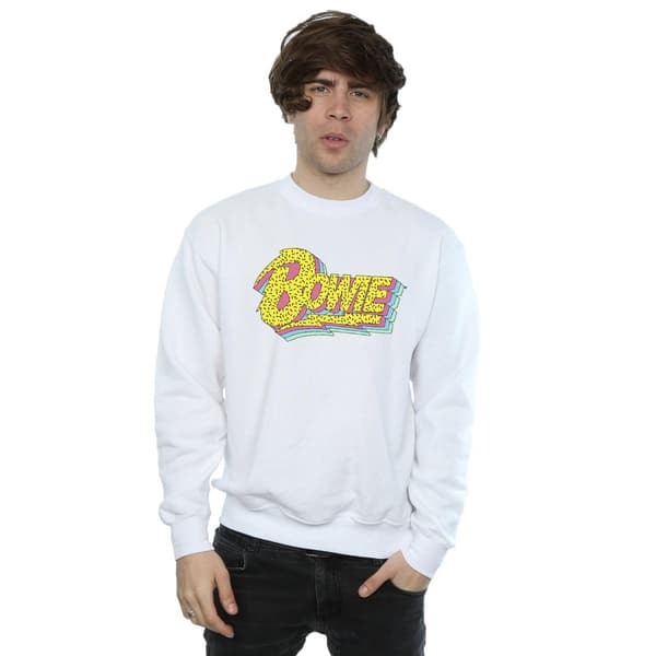 David Bowie Herr Moonlight 90-tals Logotyp Sweatshirt S Vit White S
