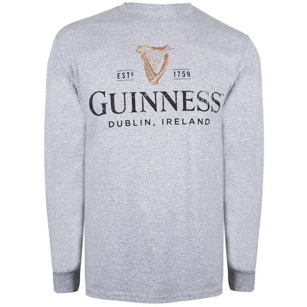 Guinness Herr Harp Långärmad T-shirt M Gråmelerad/Svart/Guld Grey Marl/Black/Gold M