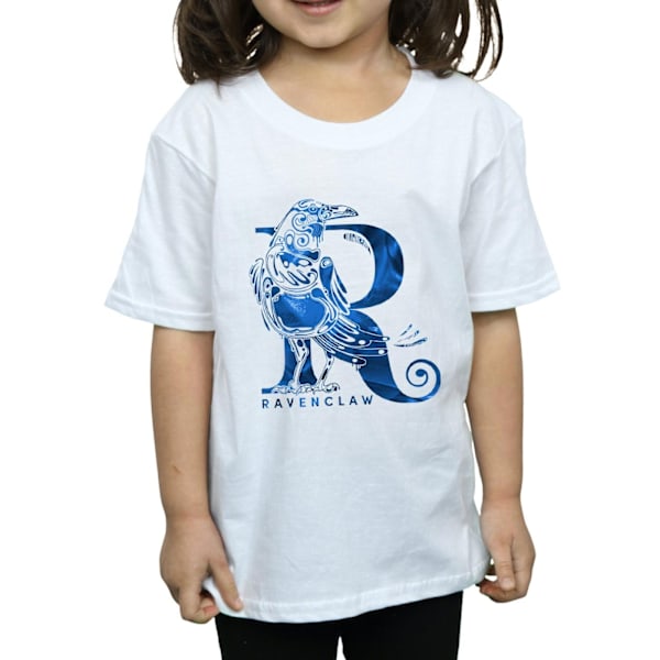 Harry Potter T-shirt för flickor med Ravenclaw-korp och bomull, 9-11 år, vit White 9-11 Years