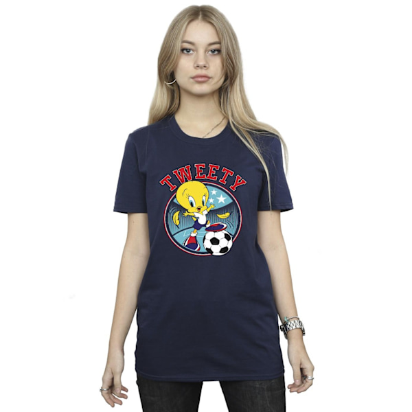 Looney Tunes Dam/Damer Tweety Fotboll Cirkel Bomull Pojkvän Navy Blue L