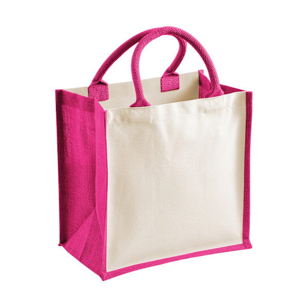 Westford Mill Midi Jute Printable Tote Bag One Size Fuchsia Fuchsia One Size