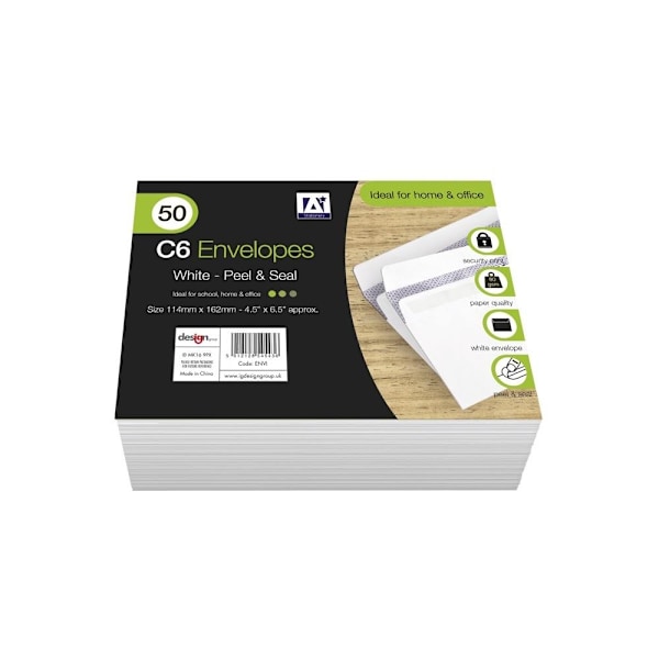 Anker C6 Kuvert (Paket med 50) 11,4 x 16,2 cm Vit White 11.4 x 16.2cm