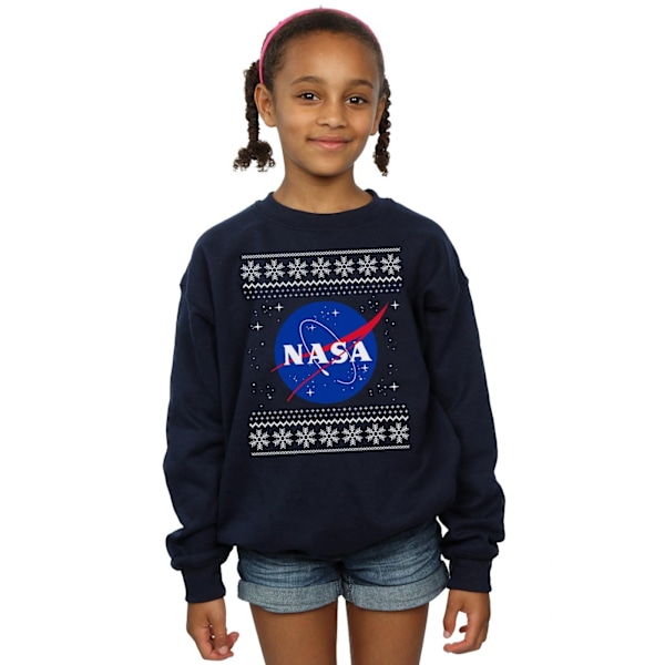 NASA Girls Classic Fair Isle Sweatshirt 5-6 år Marinblå Navy Blue 5-6 Years