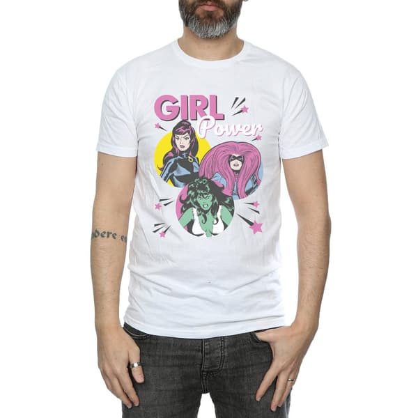 Marvel Comics Herr Girl Power T-shirt S Vit White S