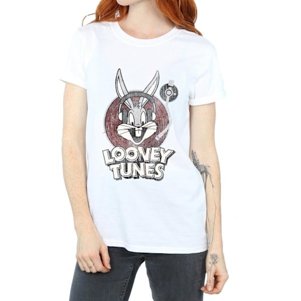 Looney Tunes Dam/Damer Bugs Bunny Cirkel Bomull Logotyp Pojkvän White S