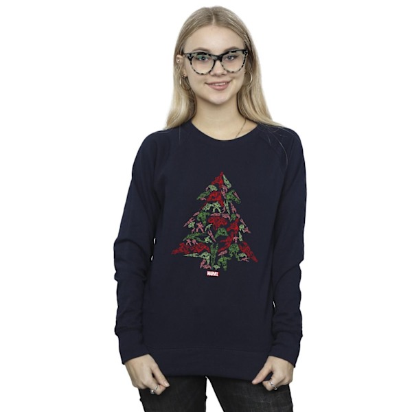 Marvel Dam/Kvinnor Avengers Julgran Sweatshirt S Marinblå Navy Blue S