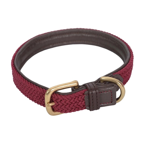 Weatherbeeta flätat läderhundhalsband S brunt/rött Brown/Maroon S