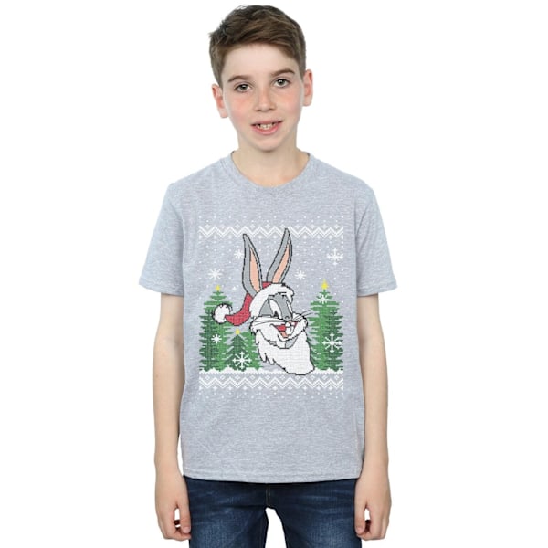 Looney Tunes Boys Bugs Bunny Jul Fair Isle T-shirt 7-8 år Sports Grey 7-8 Years