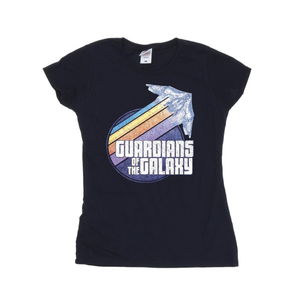 Guardians Of The Galaxy Dam/Ladies Badge Rocket Cotton T-Shi Navy Blue S