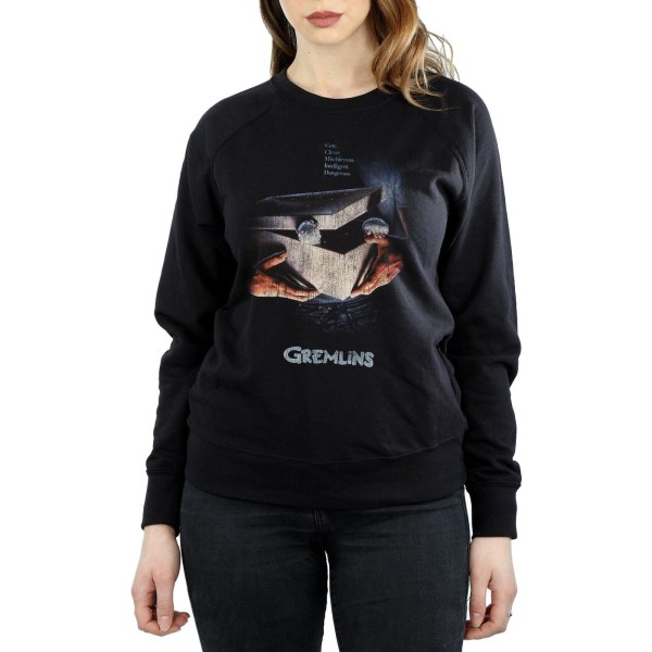 Gremlins Dam/Kvinnor Gizmo Distressed Poster Sweatshirt L Svart Black L