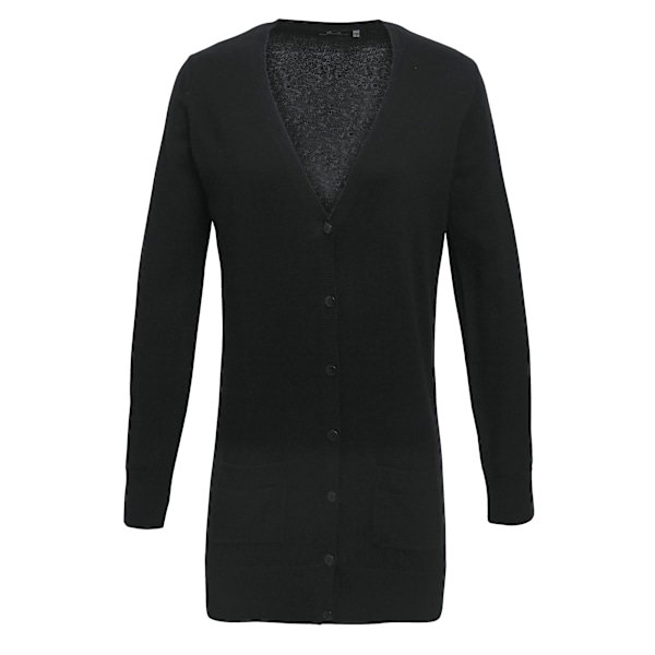 Premier Dam/Damer Lång V-ringad Stickad Cardigan 8 Svart Black 8