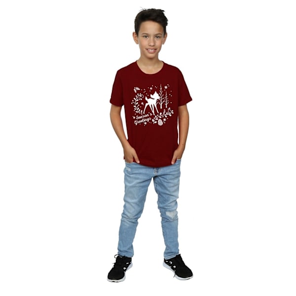 Disney Boys Bambi Christmas Greetings T-Shirt 7-8 år Bourgogne Burgundy 7-8 Years