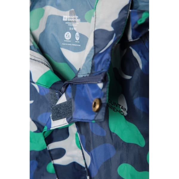 Mountain Warehouse Barnjacka för barn/barn Pakka Camo Vattentät Blue 13 Years