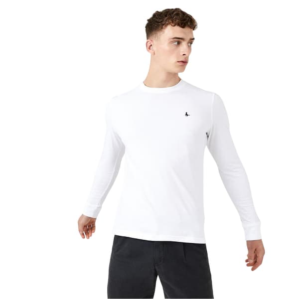 Jack Wills Herr Sandleford Långärmad T-shirt med Rund Hals M Vit White M