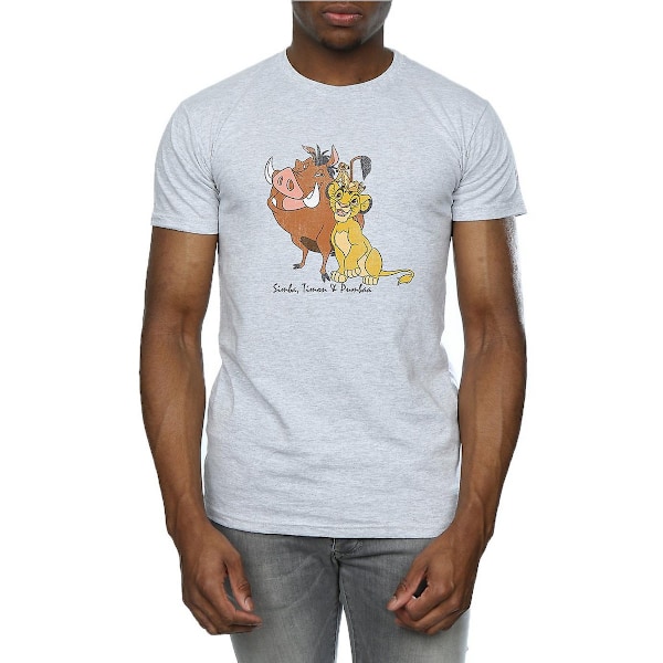 The Lion King Classic Simba Timon & Pumba Heather T-shirt för män Heather Grey L