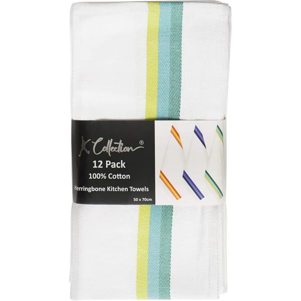 K Collection Randig Diskhandduk Set (12-pack) One Size Flerfärgad Multicoloured One Size