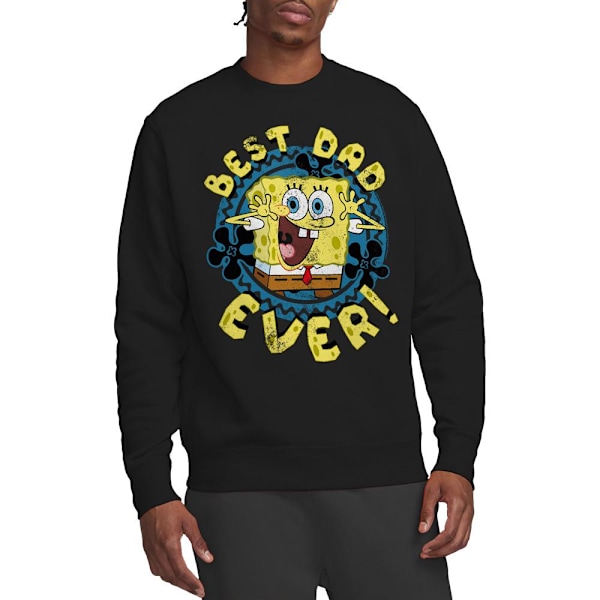SvampBob Fyrkant Unisex Vuxen Bästa Pappa Någonsin Fars Dag Tröja Black XXL