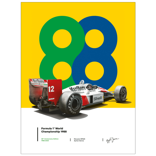 Ayrton Senna San Marino GP, 35-årsjubileum 1988 Print Multicoloured 80cm x 60cm