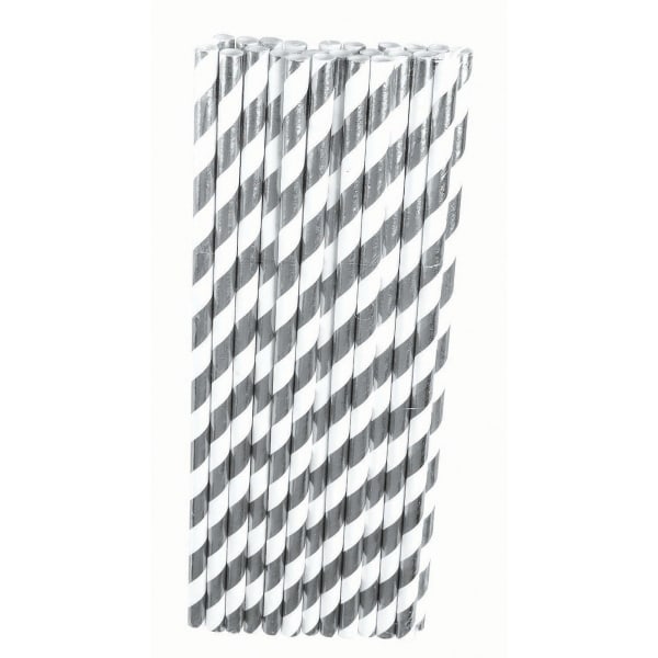 Bristol Novelty Striped Paper Straws (Pack of 24) One Size Silv Silver/White One Size