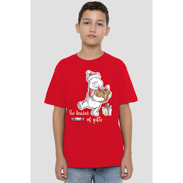 Nalle Puh Barn/Kids Jultomtens Bärare T-shirt Red 7-8 Years