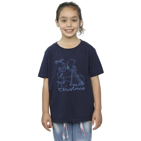Disney Girls Frozen Magic Christmas Bomull T-shirt 9-11 år N Navy Blue 9-11 Years