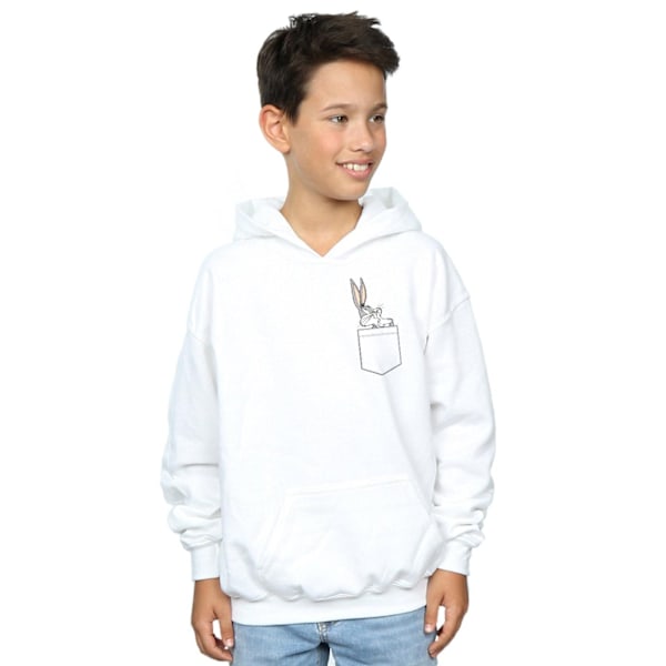 Looney Tunes Pojkar Bugs Bunny Faux Pocket Hoodie 7-8 År Vit White 7-8 Years