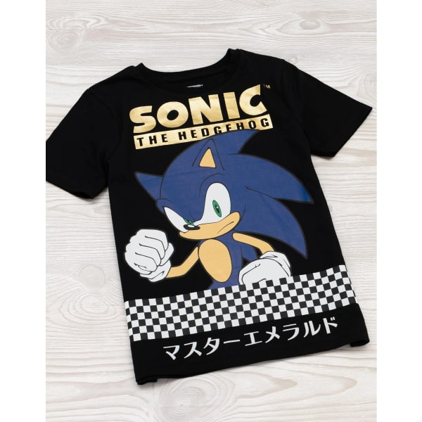 Sonic The Hedgehog Boys japansk T-shirt 10-11 år Svart Black 10-11 Years
