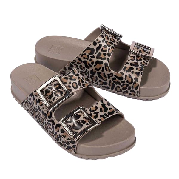 Zaxy Dam Leopardmönstrade Sliders med Dubbla Spännen 7 UK Brun Brown 7 UK