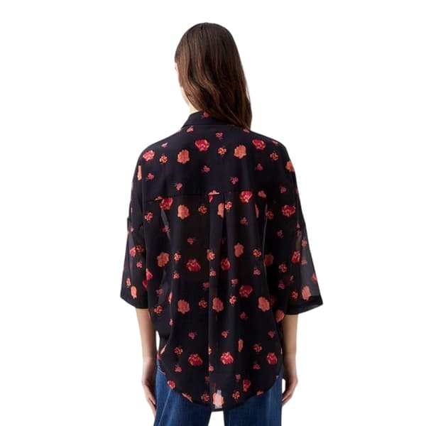French Connection Dam/Dam Blommig Skir Tyg Drop Shoulder Marine/Multicoloured 10 UK