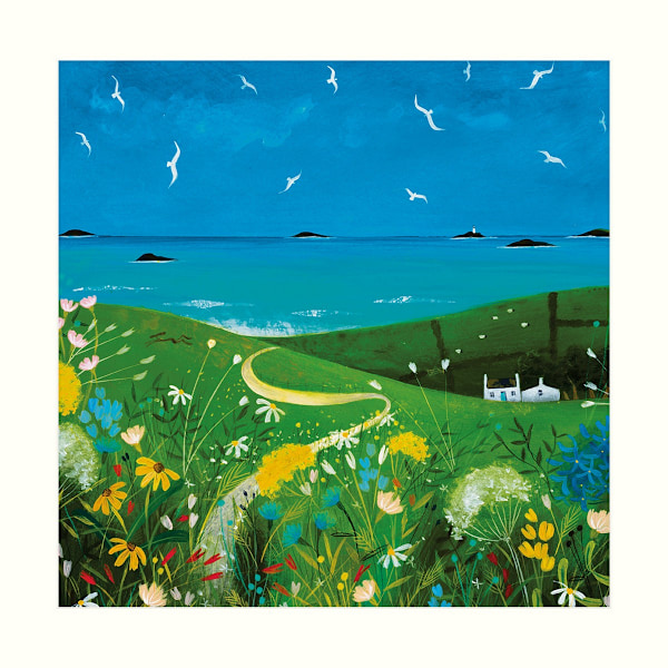 Julia Crossland Sommarpapper Stugtryck 40cm x 40cm Blå/Grön Blue/Green 40cm x 40cm