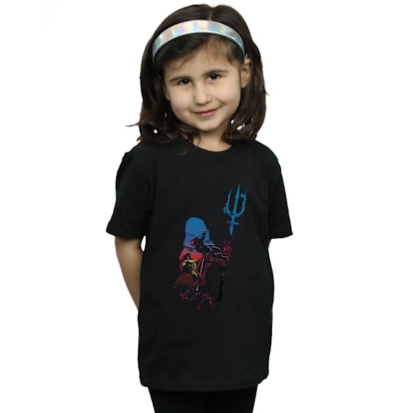 DC Comics Girls Aquaman Battle Silhouette Bomull T-shirt 5-6 år Black 5-6 Years