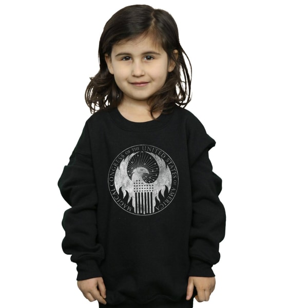 Fantastic Beasts Girls Distressed Magical Congress Sweatshirt 9 Black 9-11 Years