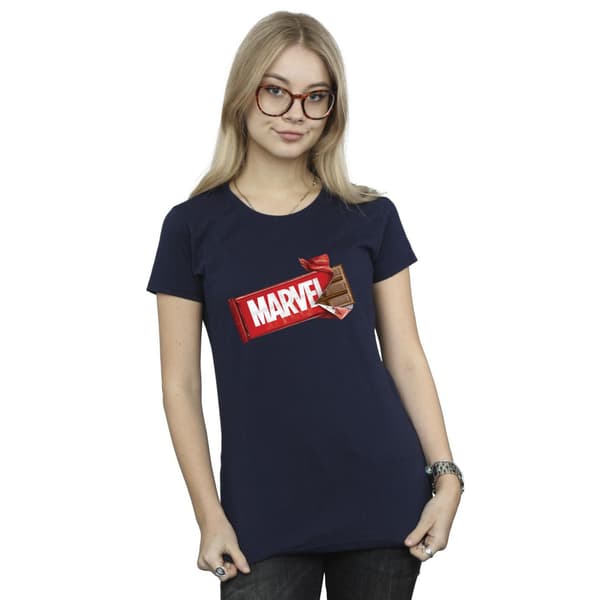 Marvel Universe Dam/Kvinnor Marvel Chocolate T-shirt i bomull X Navy Blue XL