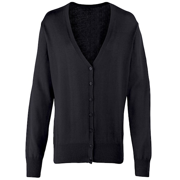 Premier Dam/Dam Button Through Långärmad V-ringad Stickad Black 8