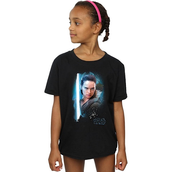 Star Wars: The Last Jedi T-shirt i borstad bomull för flickor, Rey, 9-11 år Black 9-11 Years