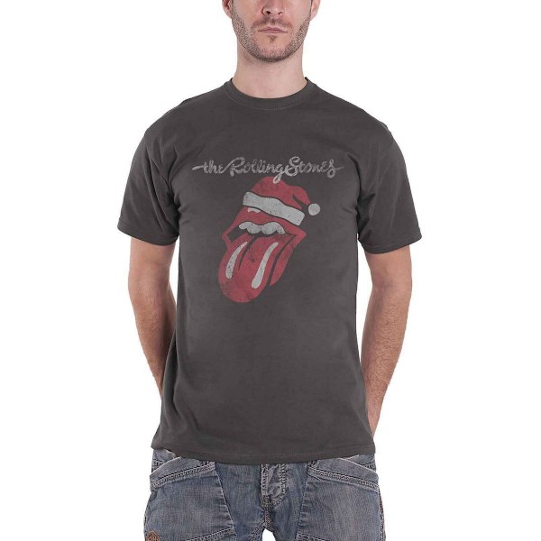 The Rolling Stones Unisex Adult Santa Lick T-Shirt L Charcoal G Charcoal Grey L