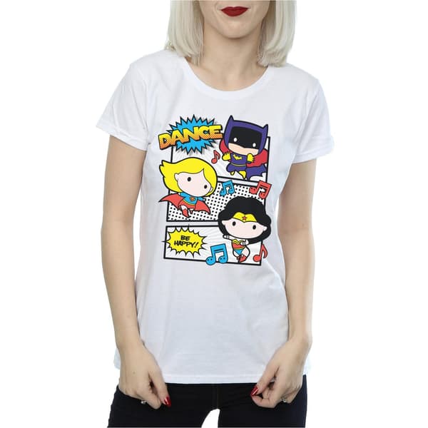 DC Comics Dam/Dam Chibi Super Friends Dance Bomulls T-shirt White XL