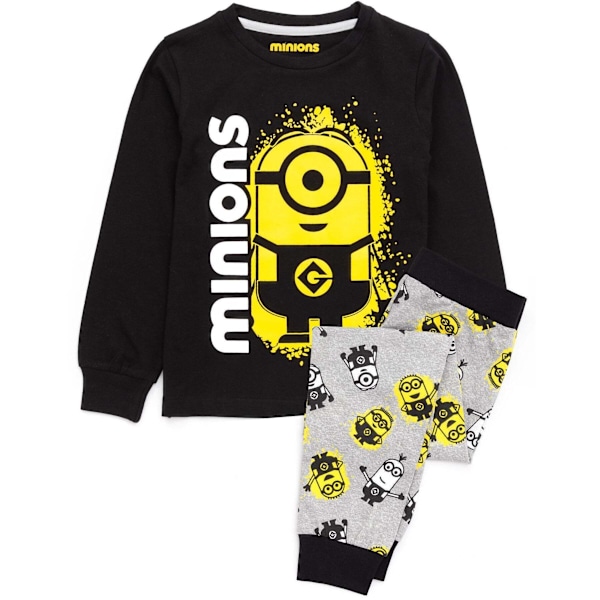 Minions Pojkar Lång Pyjamas Set 7-8 År Svart/Grå/Gul Black/Grey/Yellow 7-8 Years