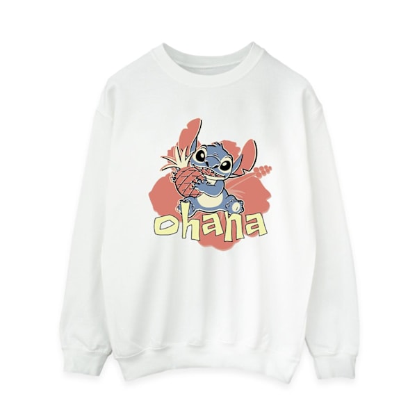 Disney Dam/Kvinnor Lilo Och Stitch Ohana Ananas Sweatshirt White L