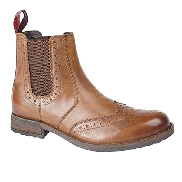 Roamers Softie Läder Tvilling Gusset Brogue Ankle Boots 10 U Tan 10 UK