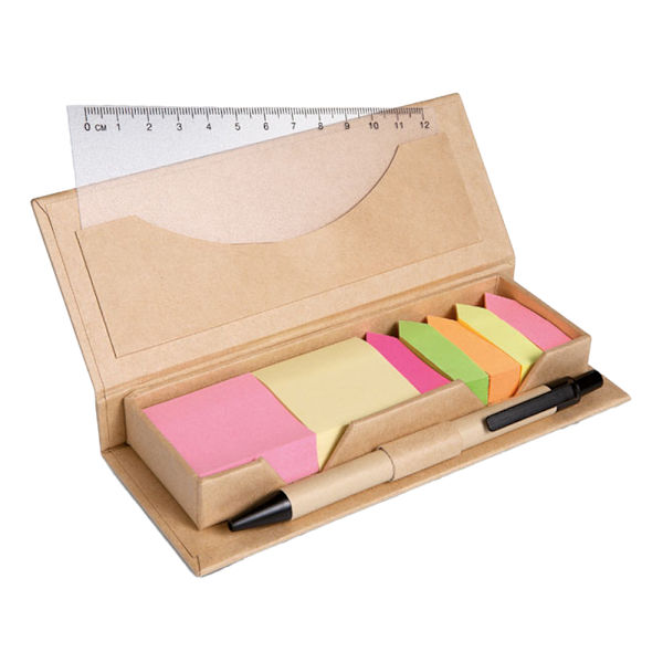 MidOcean Stibox Set med självhäftande lappar 2,3 cm x 16 cm x 6 cm Beige Beige 2.3cm x 16cm x 6cm