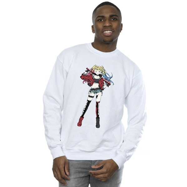 DC Comics Herr Harley Quinn Stående Pose Sweatshirt M Vit White M