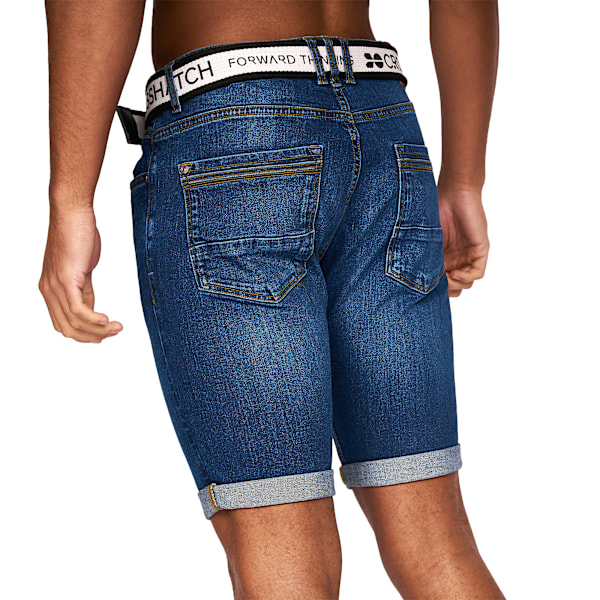 Crosshatch herr Reestier denimshorts 34R mellanblå tvätt Mid Wash 34R