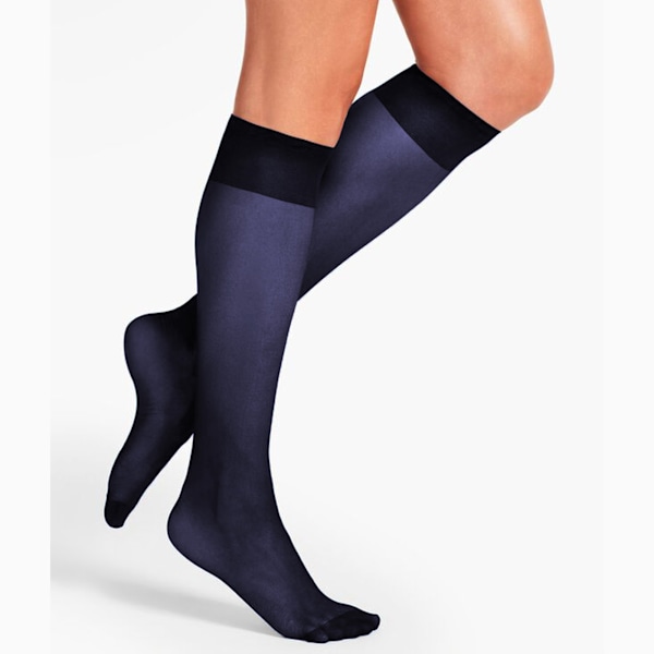 Silky Womens/Ladies Smooth Knit Knästrumpor (2 par) En Storlek ( Navy One Size (UK Shoe 3-8)
