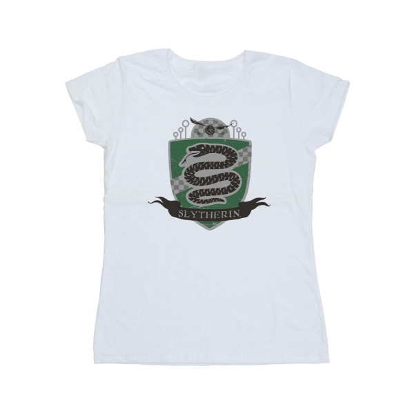 Harry Potter Dam/Kvinnor Slytherin Bröst Badge Bomull T-shirt White M